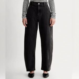 EVERLANE Utility Barrel Denim Black Pant Size 4 Tall NWT